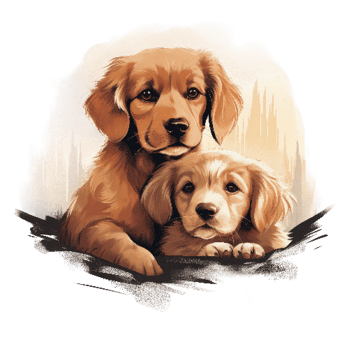 Adorable Cartoon Golden Retriever Puppies Illustration