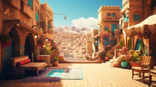 Adventure in Colorful Terraced Cityscapes: An Exotic Orientalist Depiction