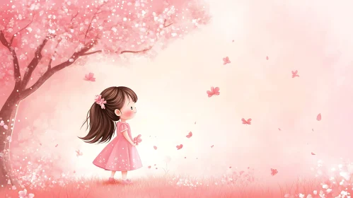 Child in a Pink Floral Dreamscape