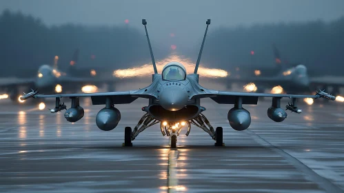 Military Aircraft Prepared for Takeoff