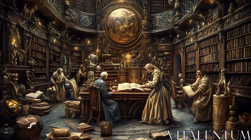 Ancient Library Study Scene