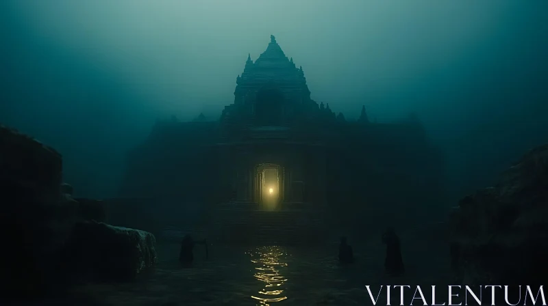 Mystical Temple in the Mist AI Image