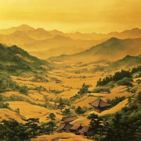 Tranquil Mountain Village Landscape