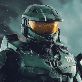 Armored Soldier with Golden Visor