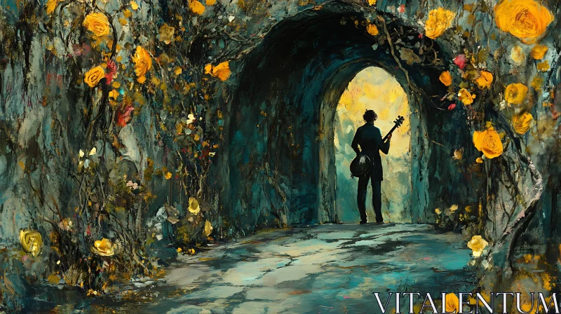 Musician in Floral Passage Artwork