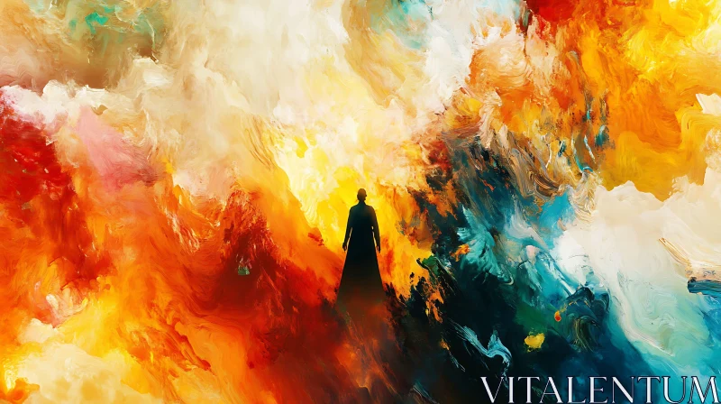 Figure in Abstract Landscape of Color