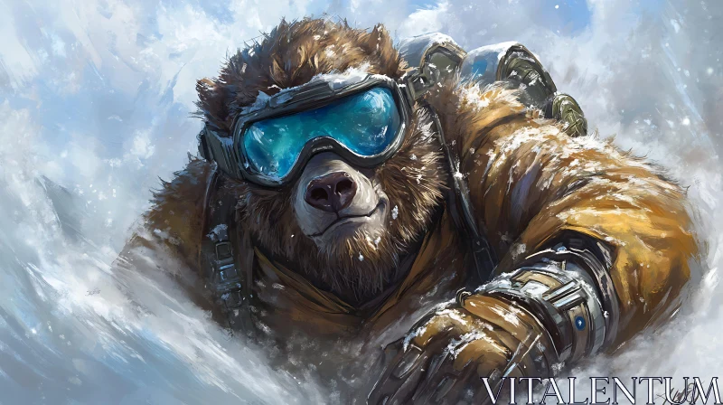 Bear Winter Sports Illustration AI Image