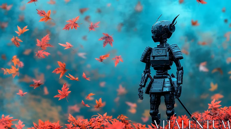 Android Warrior in Falling Leaves