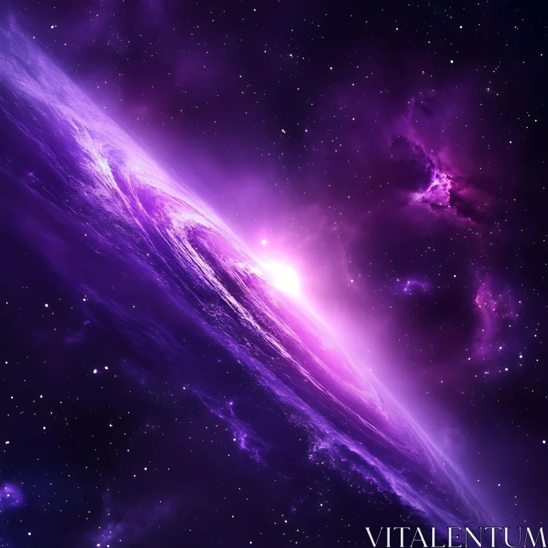 Swirling Purple Galaxy with Nebula