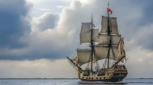 Old Sailing Ship on Water