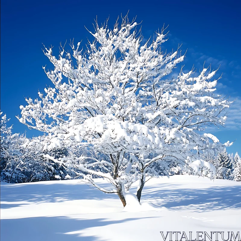 Winter Landscape with Snow Tree AI Image