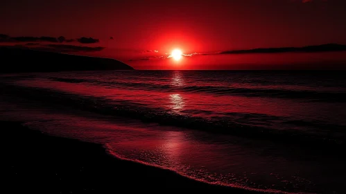 Scarlet Seascape at Twilight