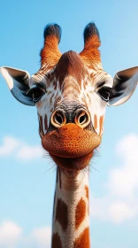 Giraffe Close-Up Against Clear Sky