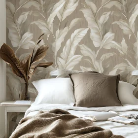 Bedroom Comfort and Style with Leaf Wallpaper