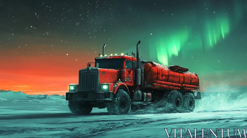 Arctic Truck: Aurora's Glow AI Image