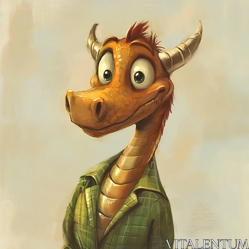 Cartoon Dragon Portrait with Googly Eyes