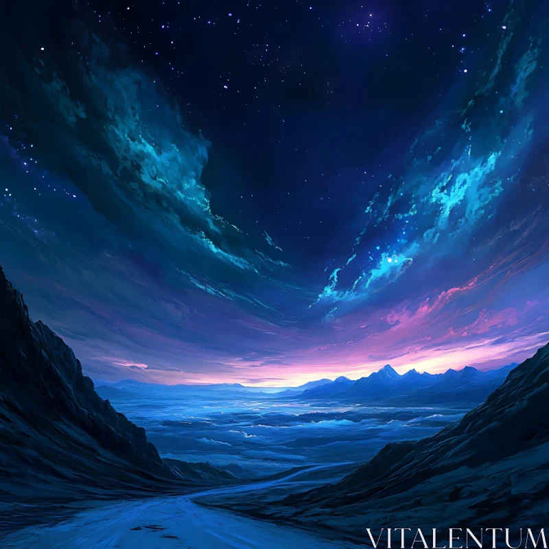 Night Sky Over Mountains
