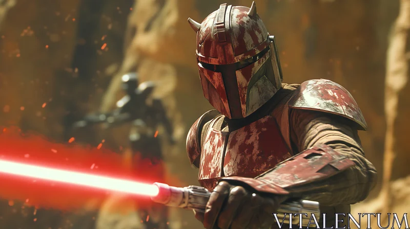 Lightsaber Wielding Armored Warrior