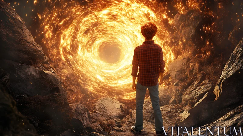 Child Stares into the Unknown AI Image