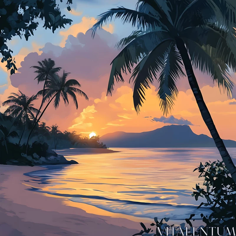 Tropical Sunset Beach Scene