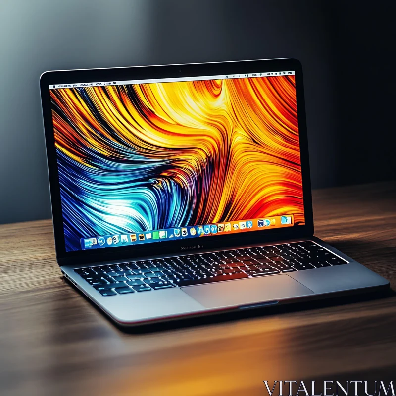 Laptop Displaying Vivid Abstract Background