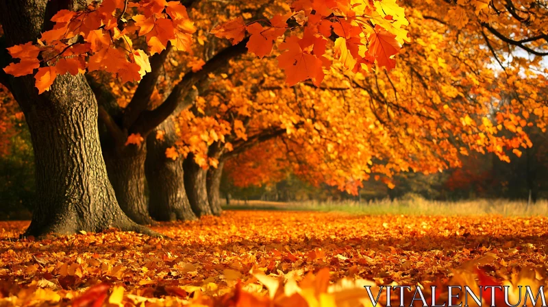 Autumnal Trees and Fallen Leaves