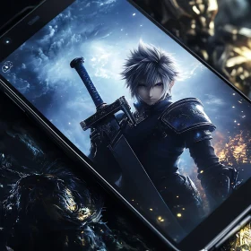 Digital Warrior Displayed on Mobile Screen
