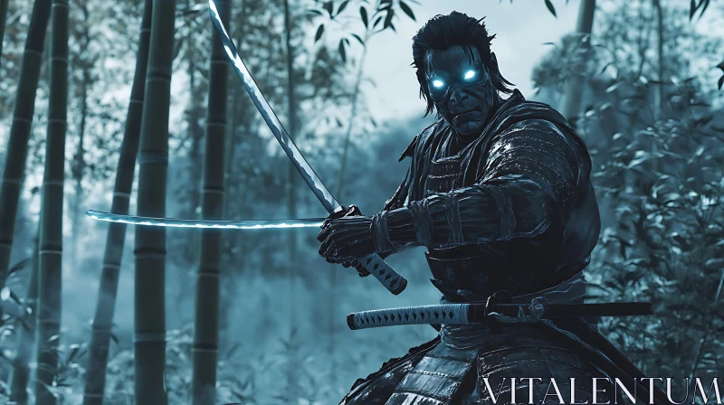 Glowing-Eyed Samurai with Katana