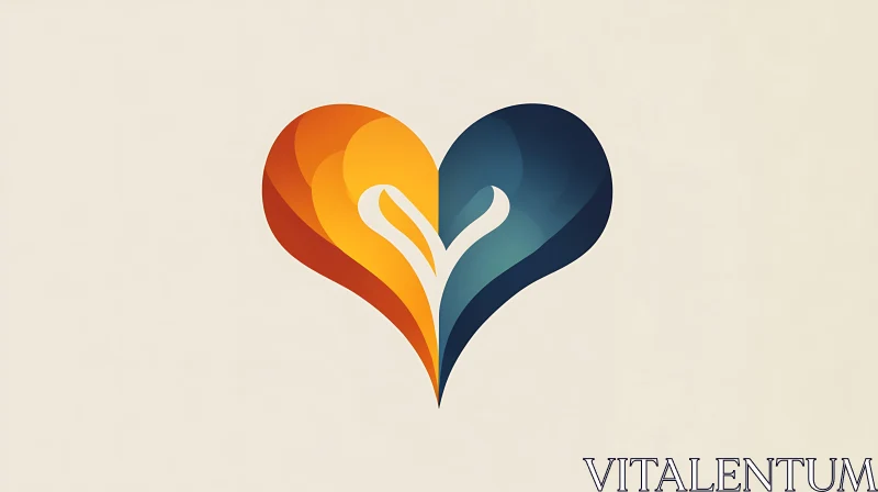 Abstract Heart with Warm and Cool Colors