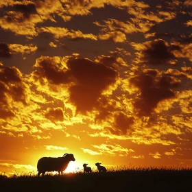 Sunset Sheep Silhouette