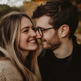 Intimate Portrait of a Smiling Couple in Love