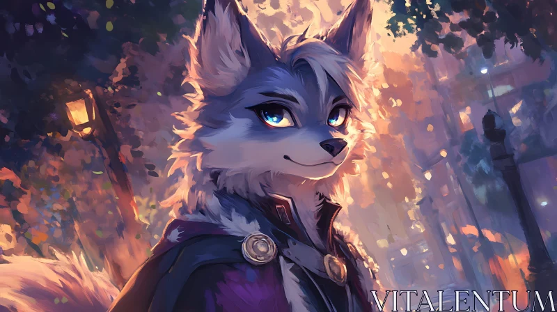 Anthropomorphic Wolf in Cityscape