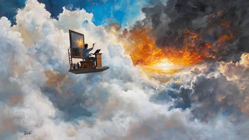 Painter in the Sky: A Surreal Masterpiece