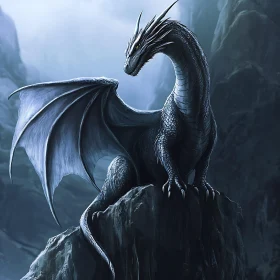 Mythical Dragon on Mountain Peak