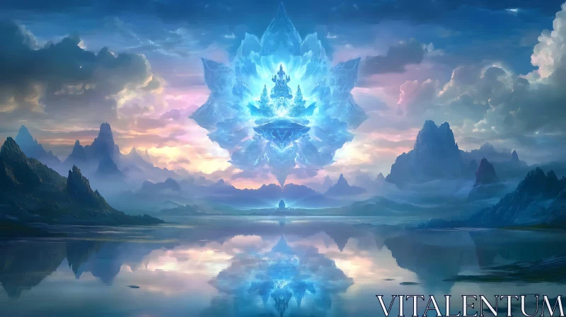 Mystical Waterscape with Sky Palace