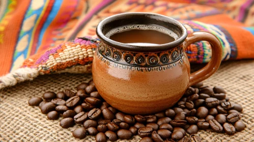 Coffee Mug with Beans Still Life