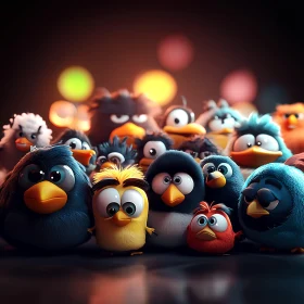 Cartoon Birds Gathering