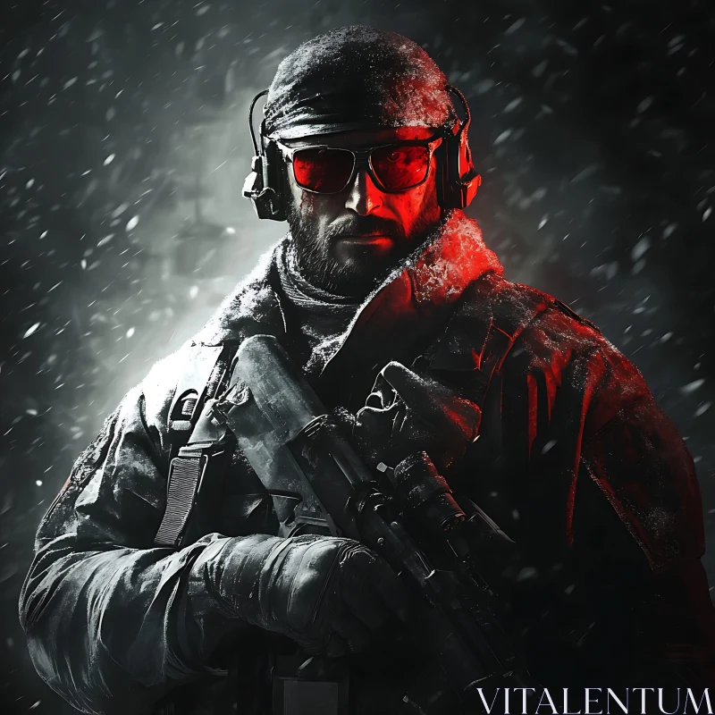 Man in Tactical Gear in the Snow