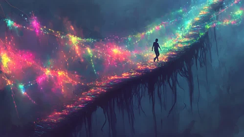 Luminous Journey: Silhouette on a Glowing Path