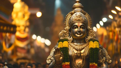 Ornate Hindu God Sculpture