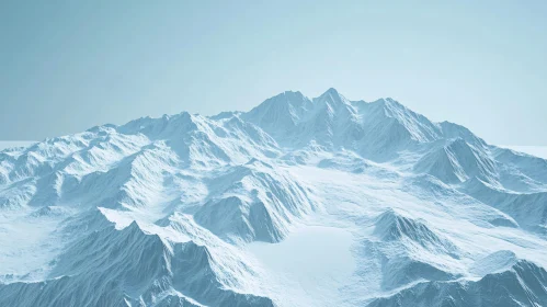 Snowy Peaks and Frosty Hills in Winter Mountain Scene