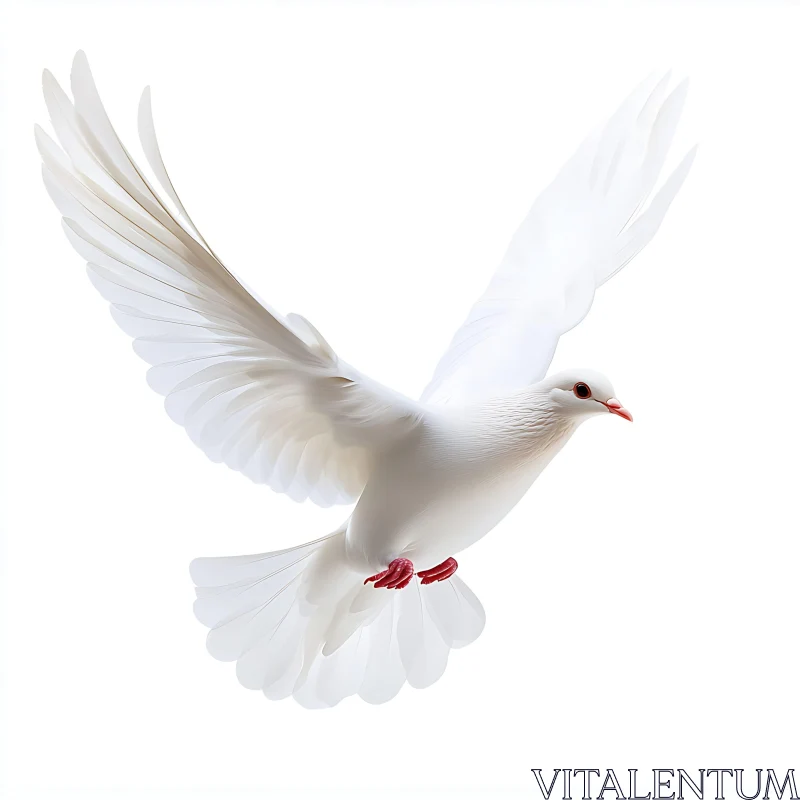 Soaring White Dove Against White AI Image