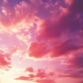 Dreamy Pink Sky with Clouds