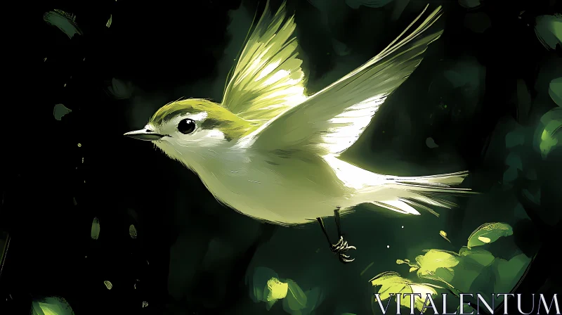 Soaring Bird Among Forest Leaves