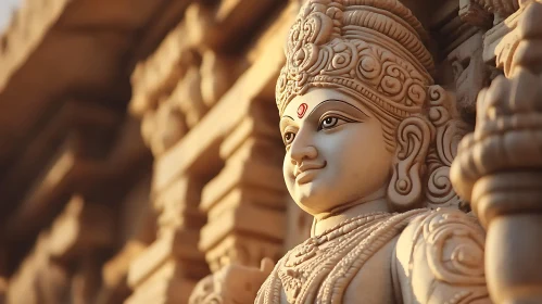 Peaceful Stone Sculpture with Detailed Carvings
