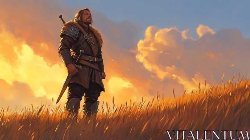 A Warrior's Resolve: Standing Tall at Sunset