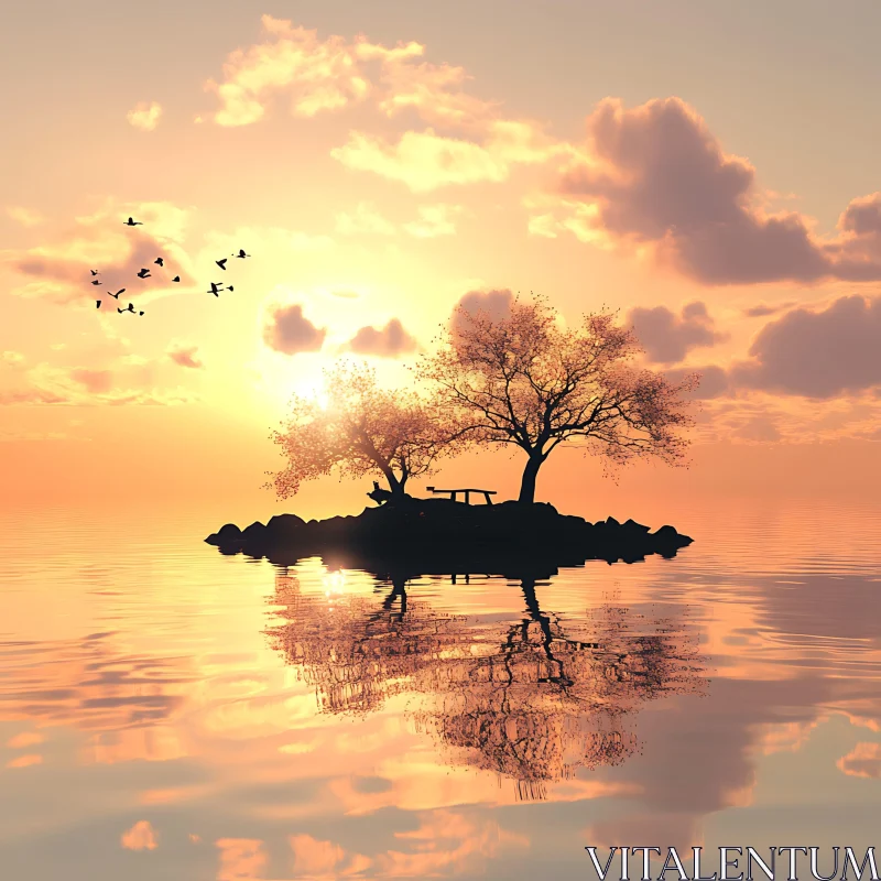 Sunset Island Reflection