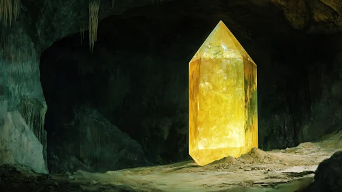 Illuminated Crystal Formation in Cave