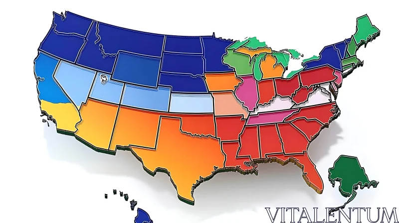 Vivid United States Map Art AI Image