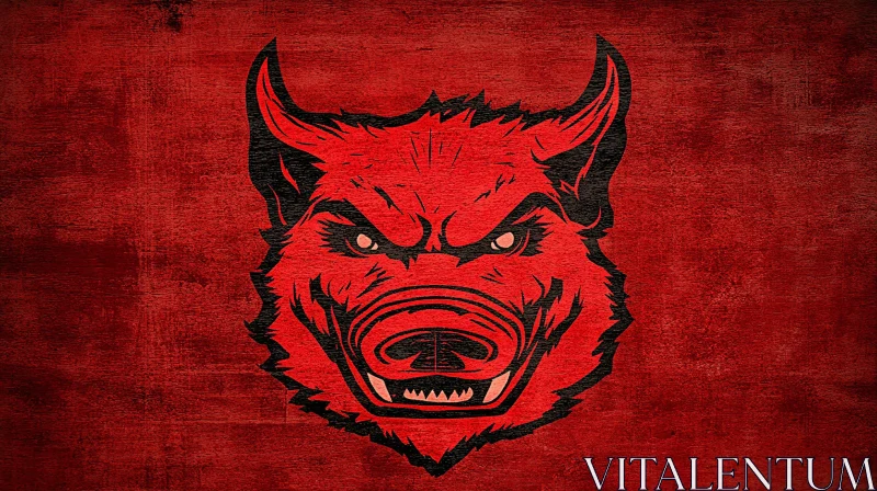 Red and Black Boar Illustration